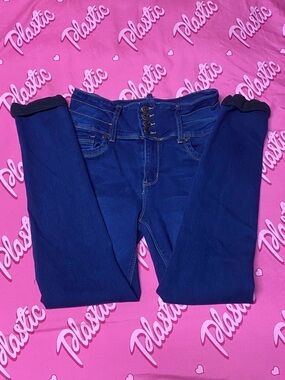 NWOT Bamboo Butt Lift Dark Denim Blue Skinny Stretch Fashion Jeans Bottom Pants